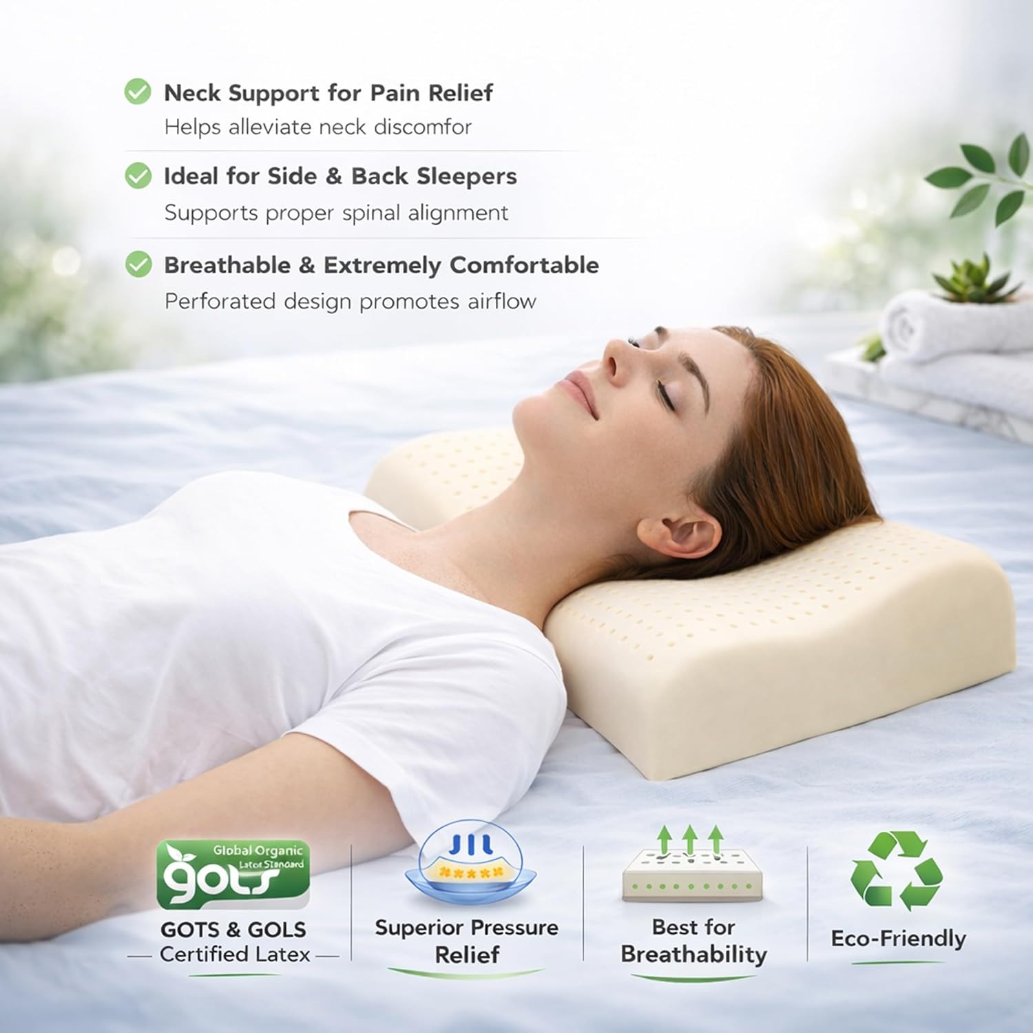 GOLS Organic Latex Contour Pillow with Organic Cotton Cover: image 4