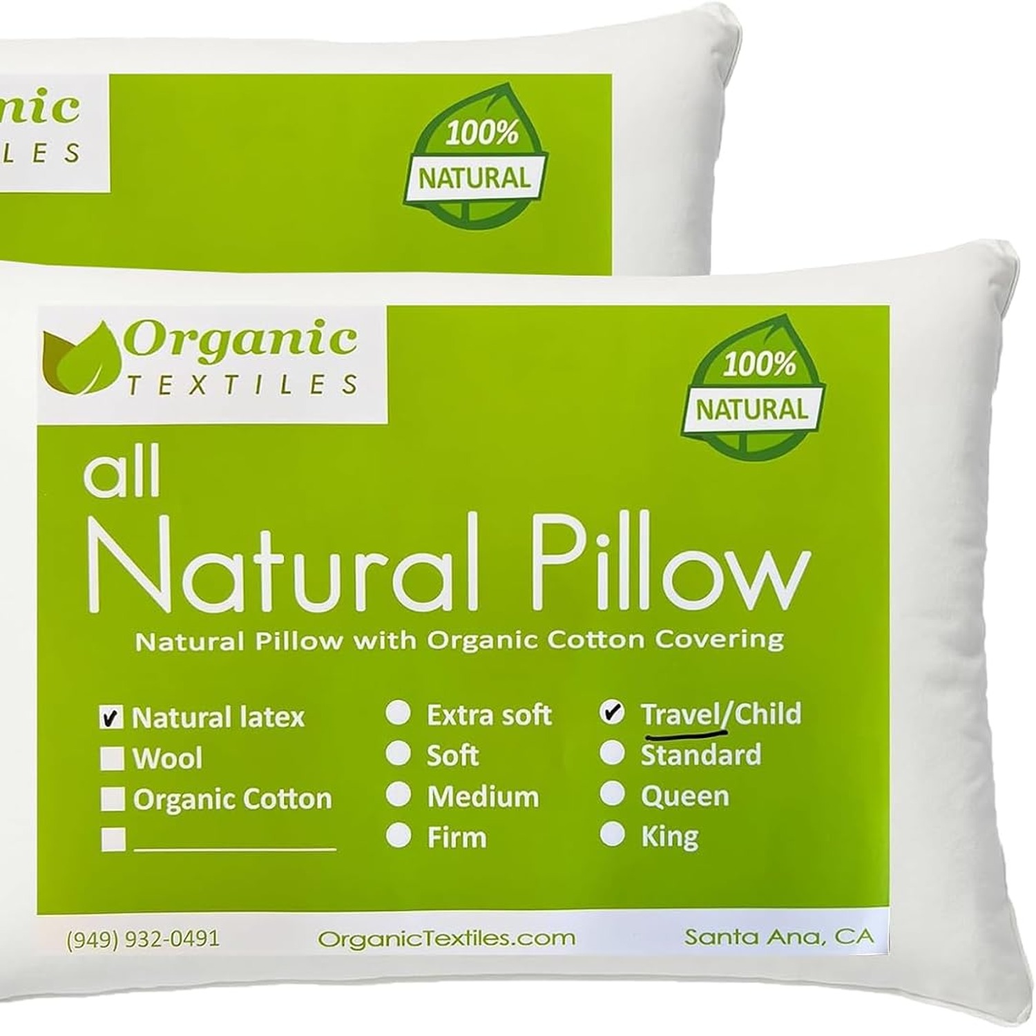 Organic Cotton Latex Pillow, Standard, Soft: image 2
