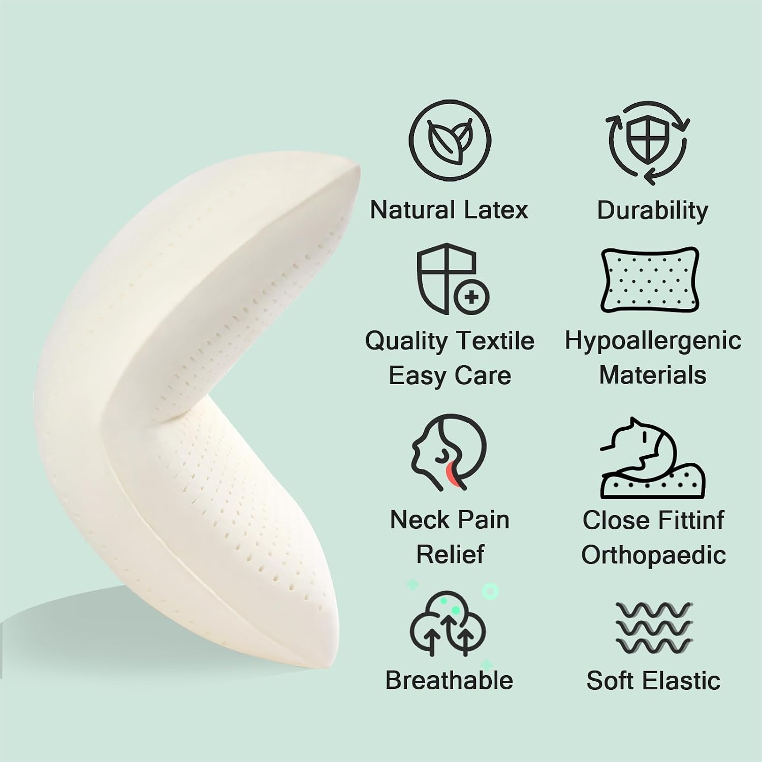 Cooling Talalay Latex Pillow with Neck Support: image 3