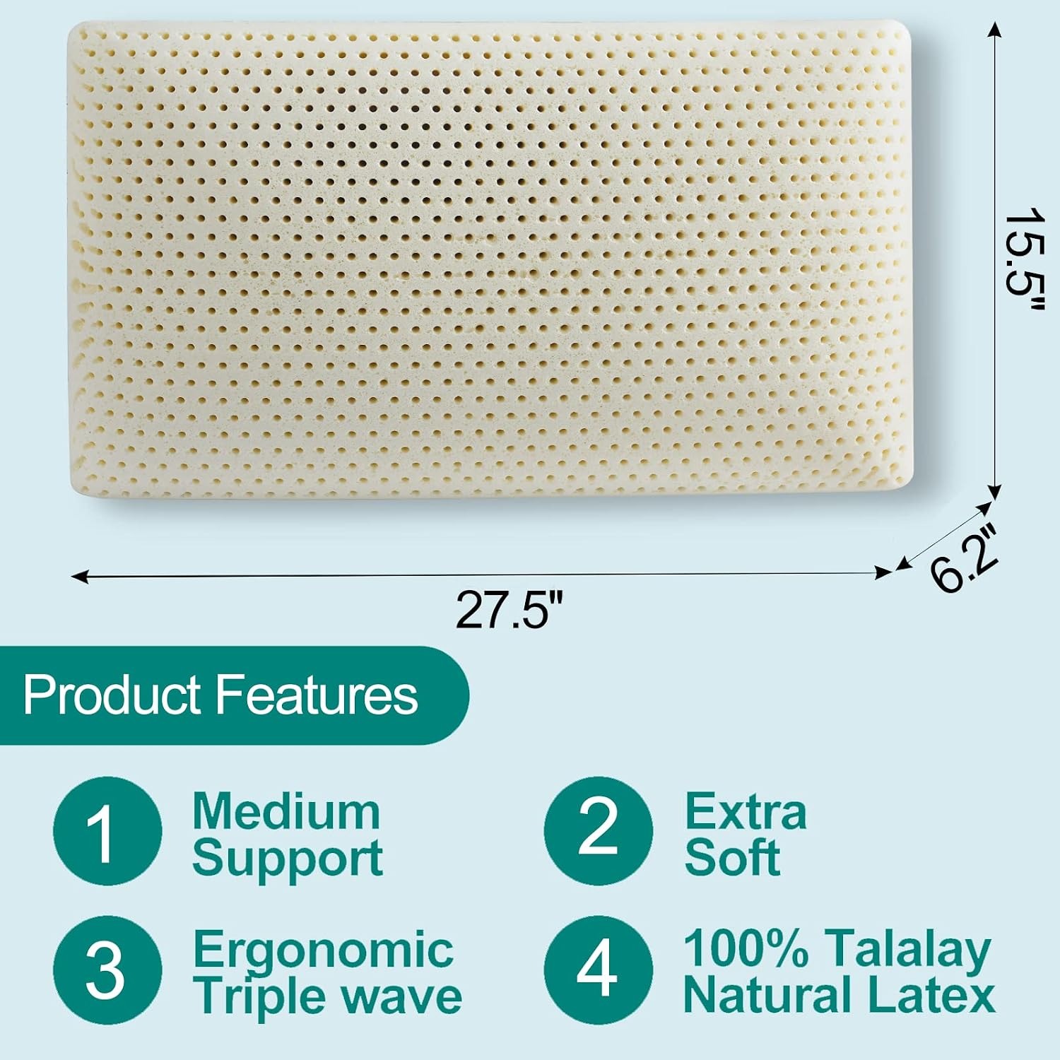 Medium Firm Talalay Latex Pillow (Queen): image 4