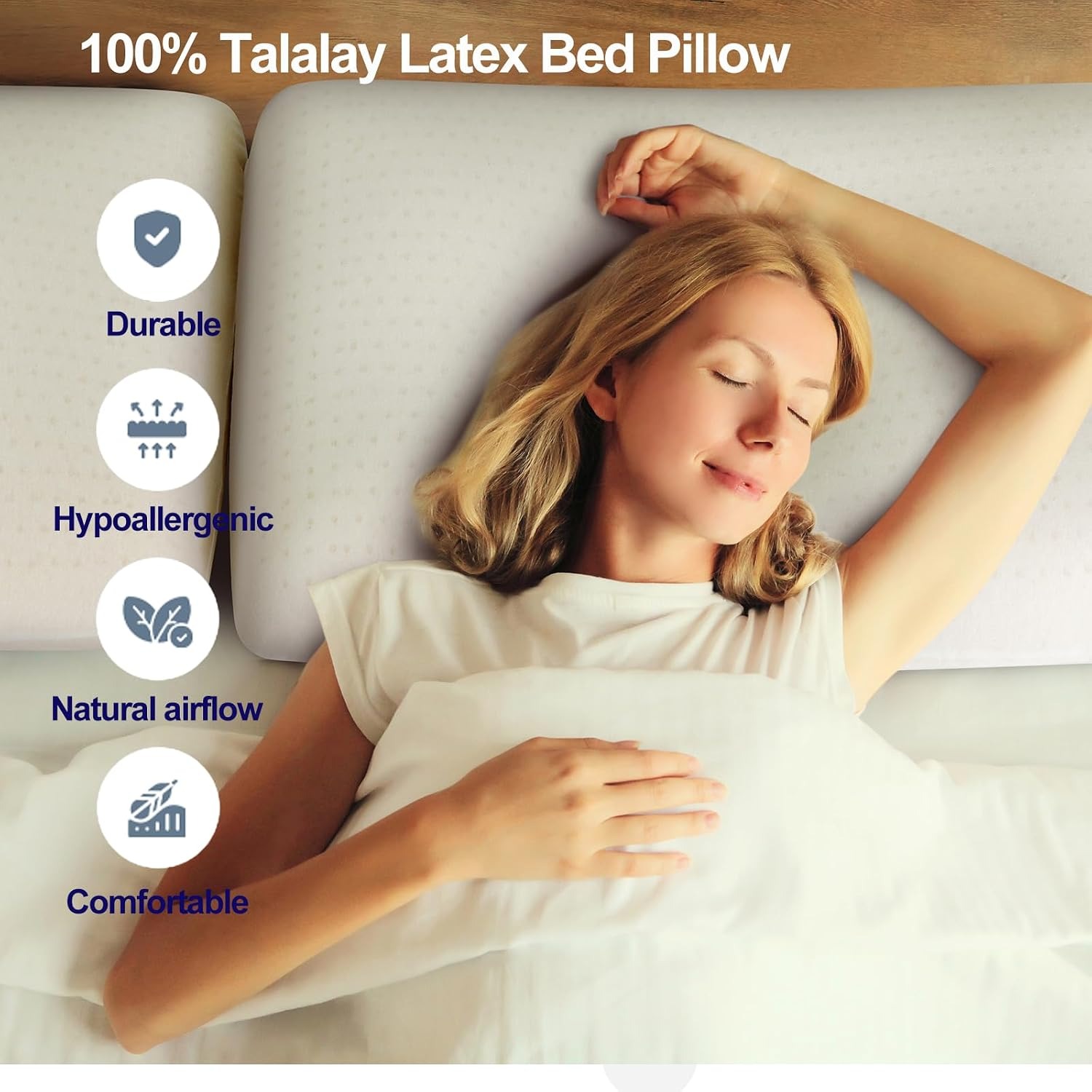 Soft Talalay Latex Pillow with Washable Cotton Cover: image 2