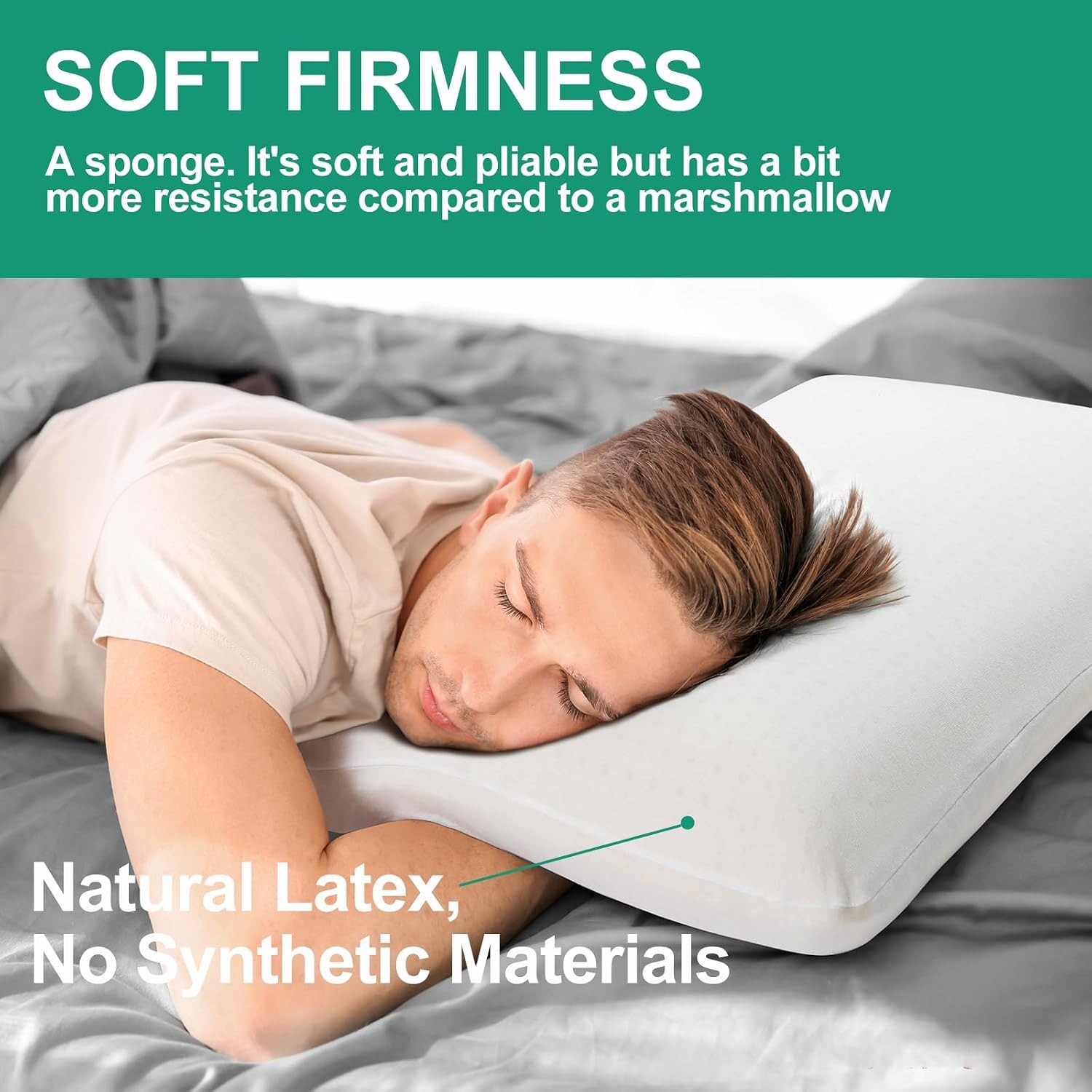 Soft Talalay Latex Pillow with Washable Cotton Cover: image 5