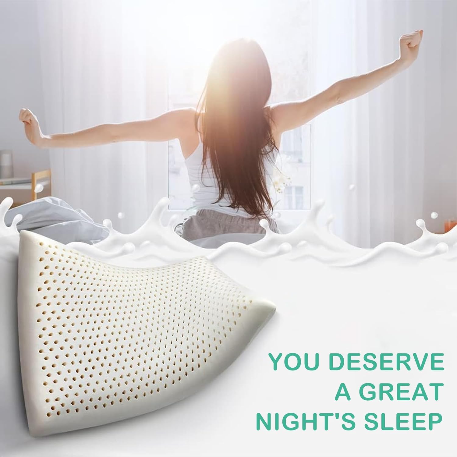 Soft Talalay Latex Pillow with Washable Cotton Cover: image 6