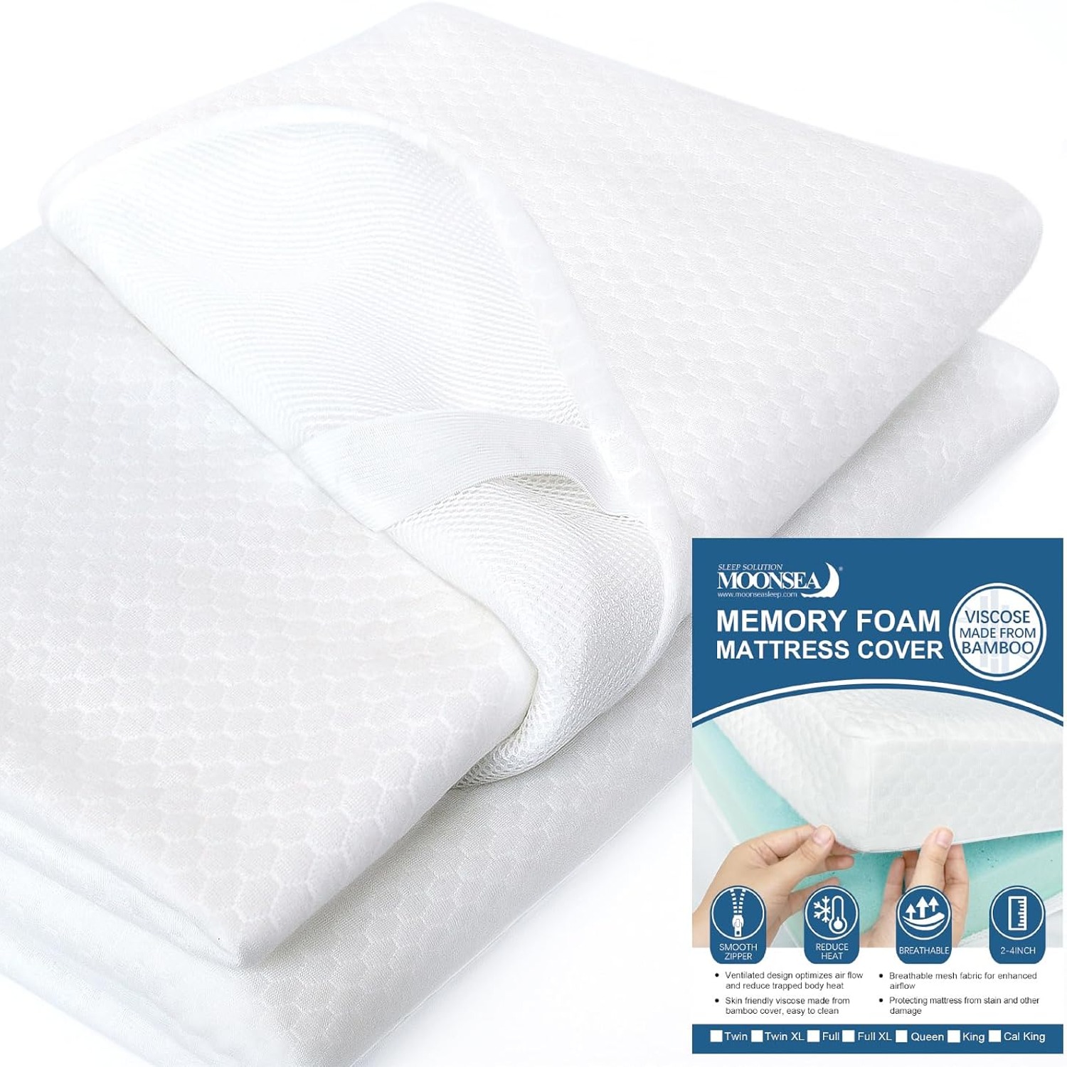 Queen Mattress Topper Cover with Zip Closure
